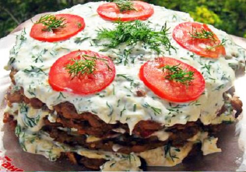 Баклажанный торт закусочный