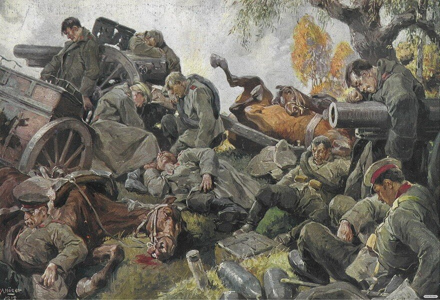 Эпизод с ранеными. Галицийская битва 1914. Галицийская битва первая мировая. Картины Галицийская битва (1914).