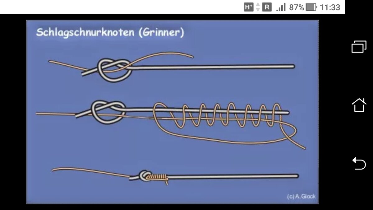 фото рисунок как вязать узел гриннер для шок лидера
