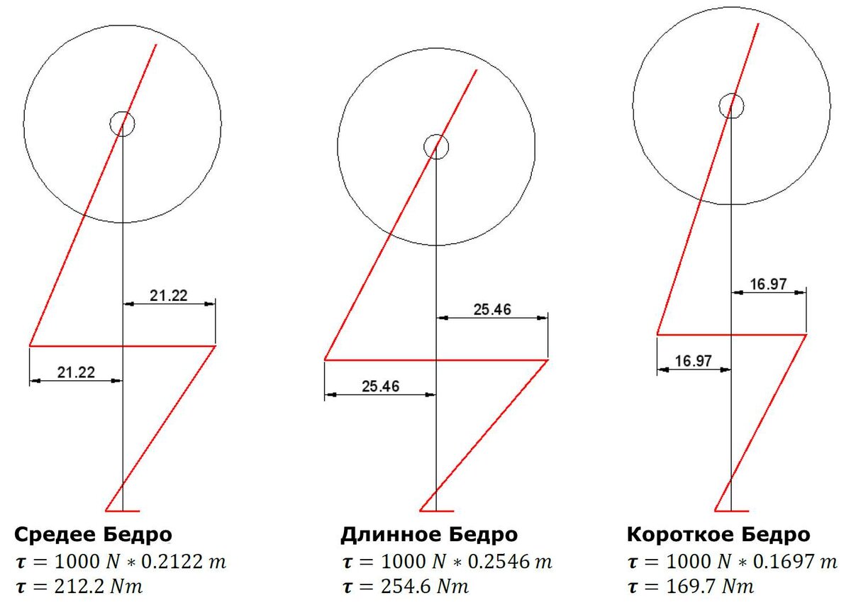 длинное бедро делает тот же вес и в той же амплитуде тяжелее