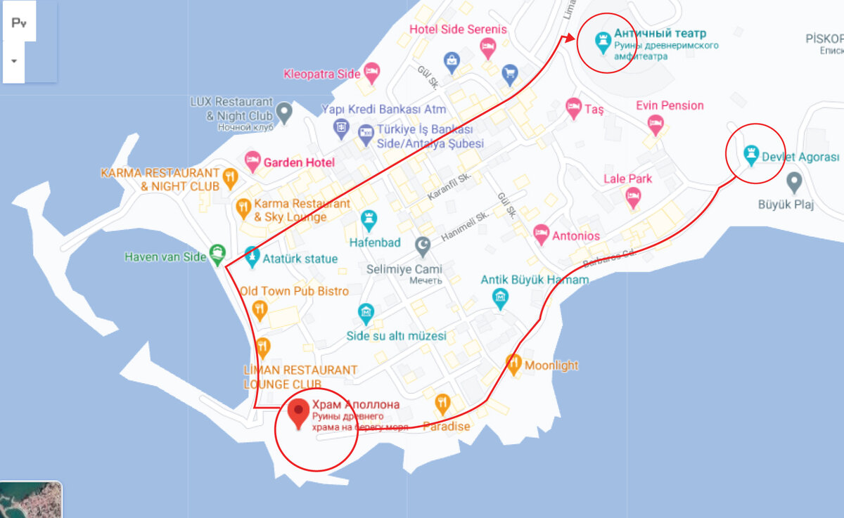 Сиде турция достопримечательности на карте. Город сиде турция на карте турции. Карта достопримечательностей г. Карта отелей сиде турция. Побережье сиде с отелями на карте.