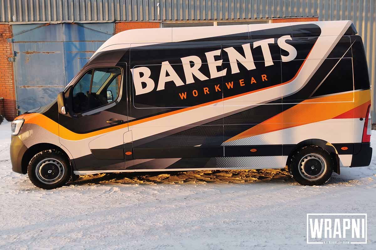 Брендирование фургона РЕНО для компании Barents в студии оклейки WRAPNI