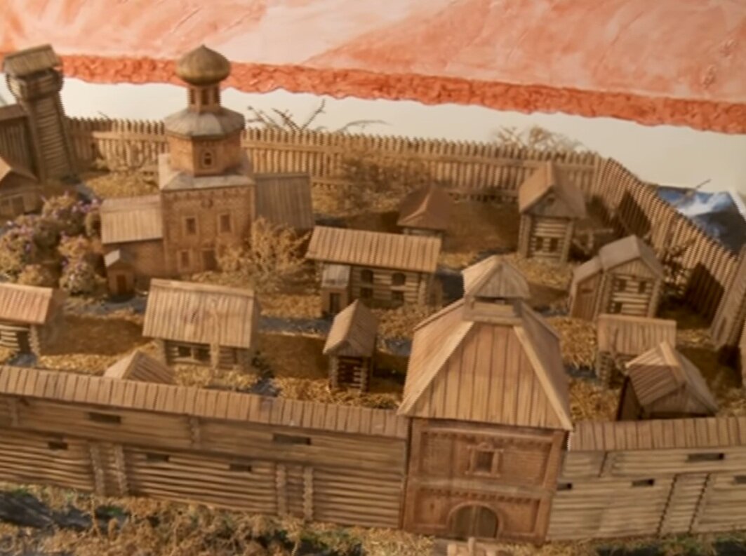 Макет деревянного кремля в музее