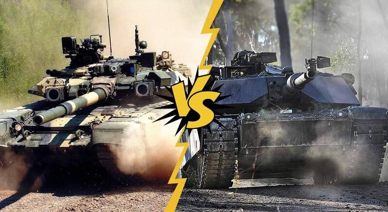 Слева Российский Т-90, а справа Американский «Абрамс»