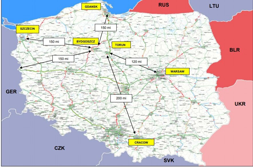 Карта аэропортов польши