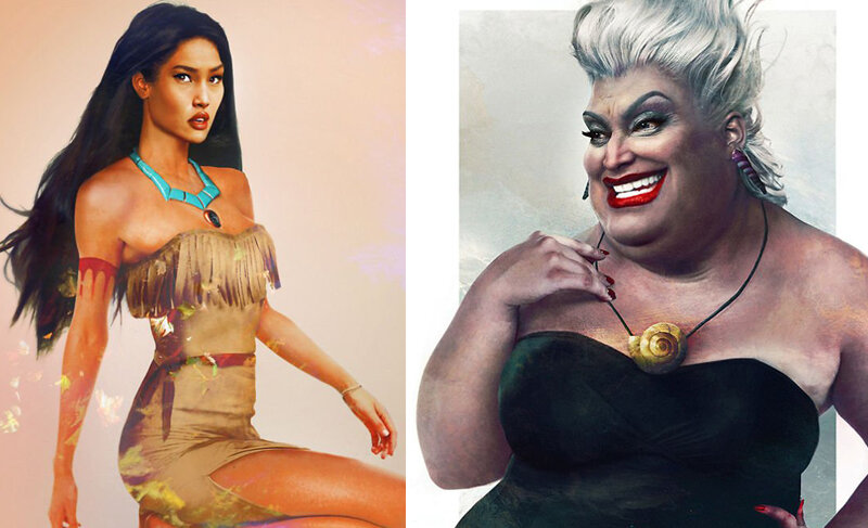  28-летний финский художник Йирка Винс Джонатан Вяатяйнен (Jirka Vinse Jonatan Vaatainen) вырос на диснеевских мультфильмах, и персонажи Диснея стали для него неисчерпаемым источником вдохновения. В течение последних двух лет Йирка создаёт их портреты, и они выглядят невероятно реалистичными.

В 2011 году он решил бросить себе вызов и немного поработать в "Фотошопе", представив, как бы Урсула из "Русалочки" могла выглядеть в реальной жизни. А поскольку его детство прошло в компании большинства диснеевских персонажей, чувство ностальгии превратило это занятие в увлекательный и забавный персональный проект.
