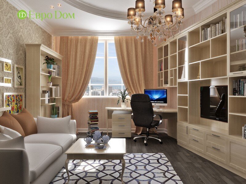 На фото: Неоклассика в светлом кабинете 