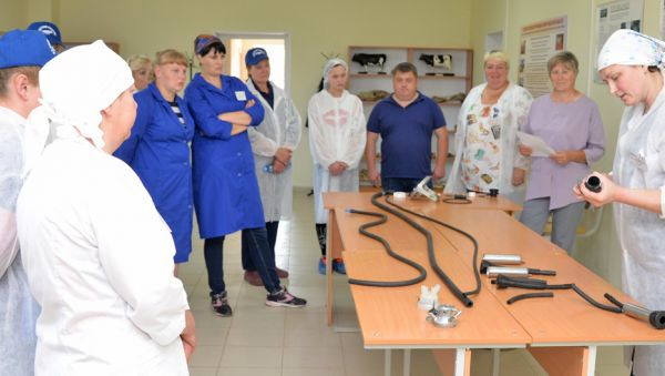 За разборкой и сборкой доильного аппарата внимательно следят судьи