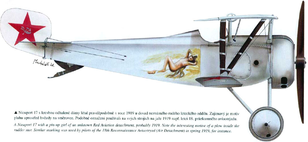 Ньюпор-17, доставшийся РККА от Российской империи. В 1915 году это был прекрасный истребитель - вот только в Россию его начали поставлять только в следующем году, когда он уже устарел. И да, пилоты РККА рисовали ничуть не хуже буржуинов 