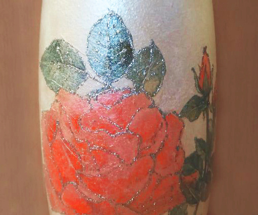 Пробую делать декупаж вазы из салфеток