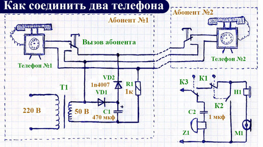 Как соединить между собой два домашних телефона стационарного типа для создания двухсторонней связи, схема и пояснение ее работы