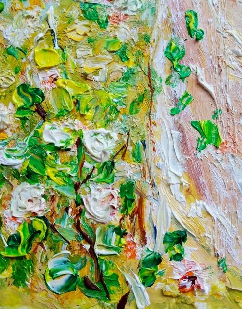 фрагмент картины Девушка с нарциссами, 20х15 см, картон, масло. худ. Любовь Прусик. Фото автора