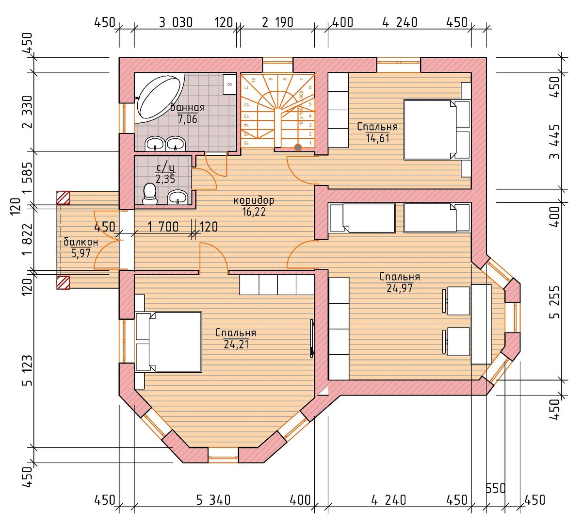 Двухэтажный 5-ти комнатный дом общей площадью 190 м² из кирпича ??