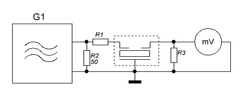 Рис. 2.. Схема для проверки АЧХ фильтров.