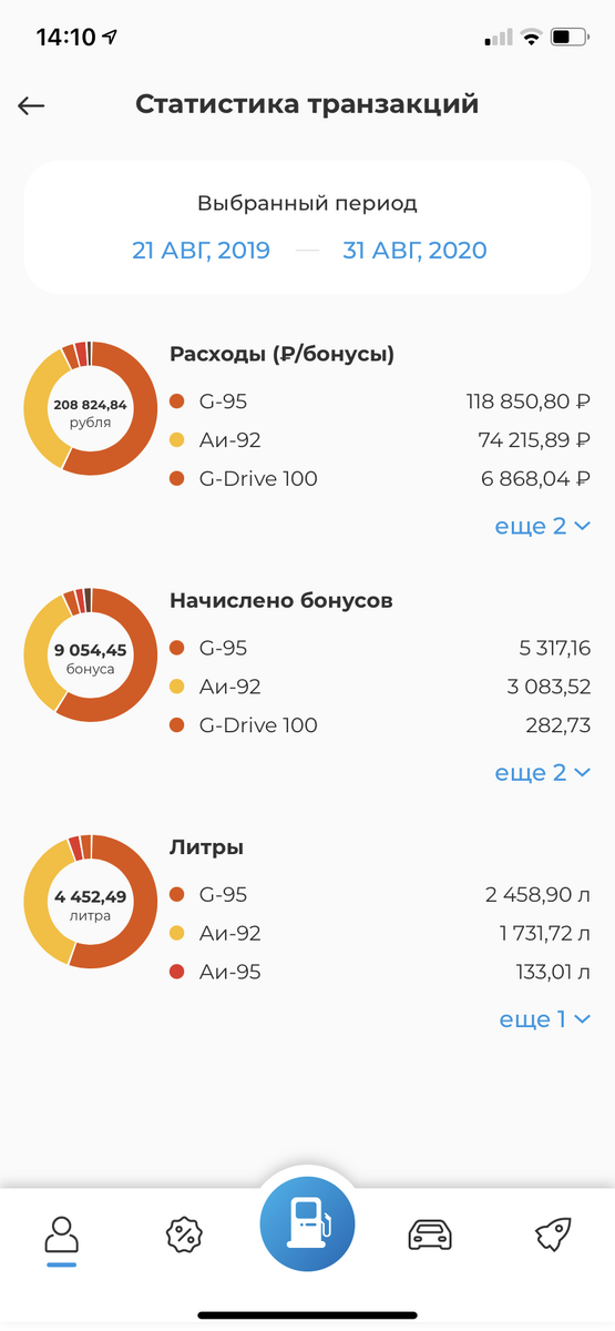 Скриншот из приложения за год