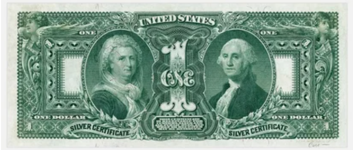1 доллар 1896 года. Марта и Джордж Вашингтоны. Изображение с сайта: cameralabs.org