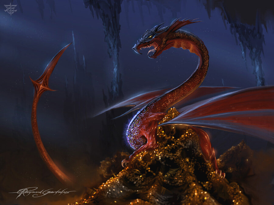 Smaug and his treasure by Shockbolt on Deviantart.