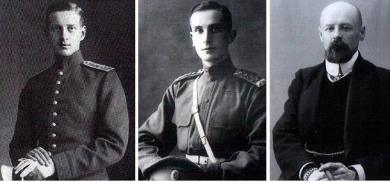 Cлева направо - Дмитрий Павлович Романов, Феликс Юсупов, Владимир Пуришкевич