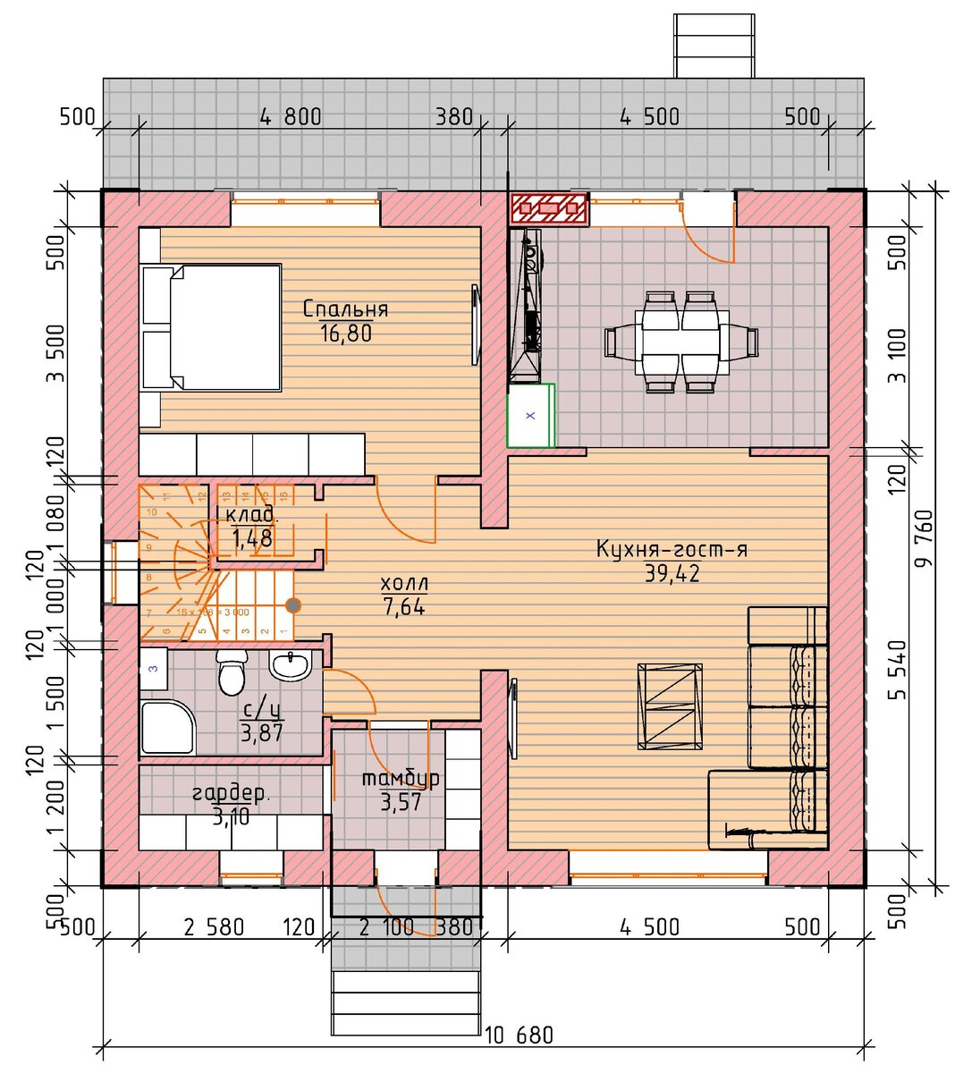 Просторный двухэтажный дом для семьи до 8 человек на 170 м² из кирпича ??