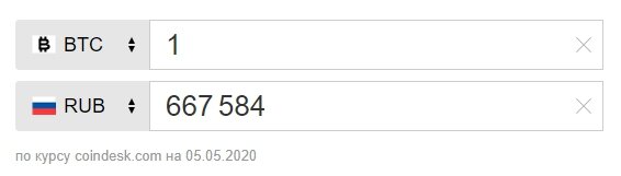 Цена биткоина на 5 мая 2020