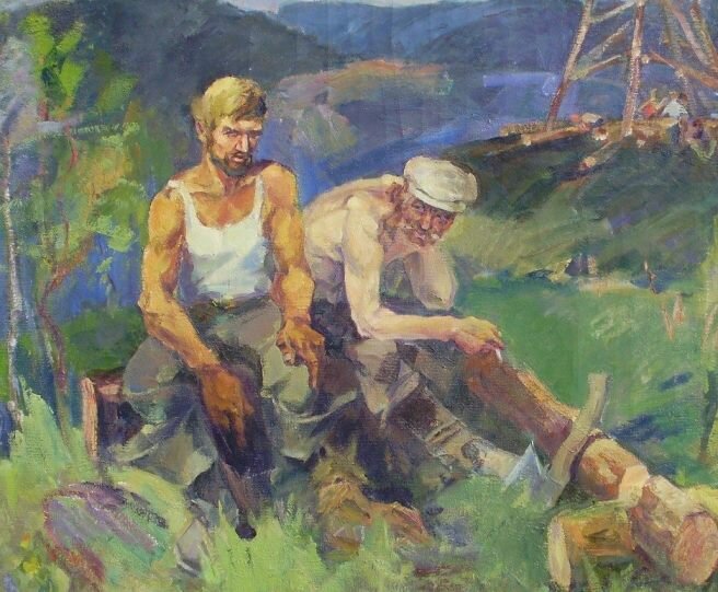 Продолжение рассказа "Плотник" // Илл.:  "Плотники", г.Кемерово, неизвестный художник