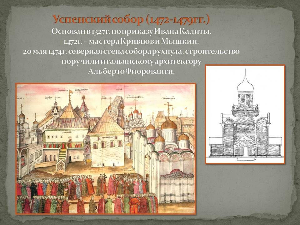 …бысть трус во граде Москве и церковь св. Богородицы, сделана бысть уже до верхних камор, падеся в 1 час ночи, и храми все потрясошася, яко и земли поколебатис