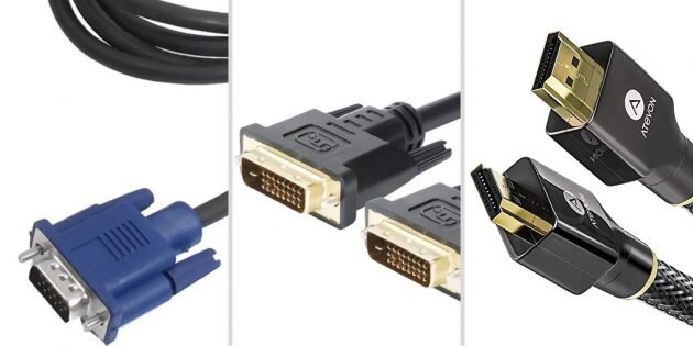 Кабели VGA, DVI и HDMI. Фото: public domain / Pinterest