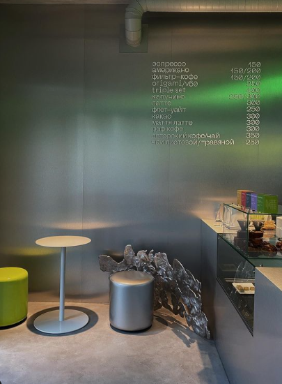 Меню находилось на стене, где были представлены напитки и цены за них