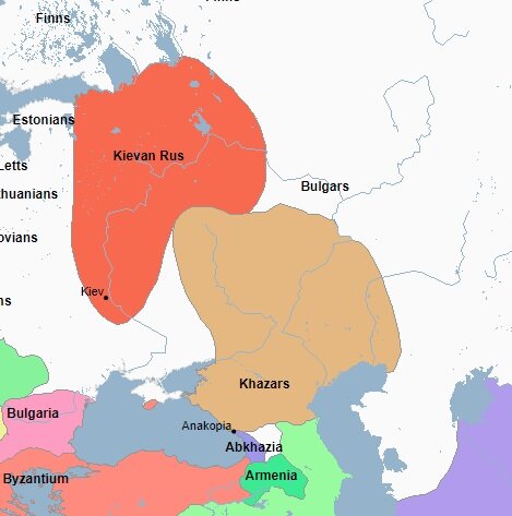 Русь и Хазарский каганат. Источник - geocron.