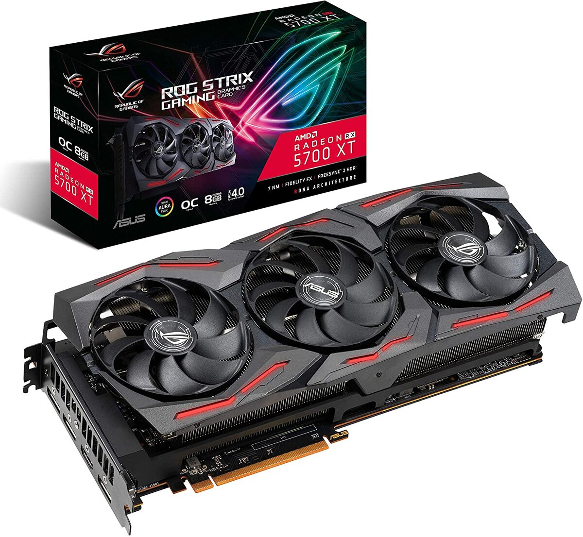  ASUS ROG Strix AMD Radeon RX 5700XT с разгоном 8G GDDR6 HDMI DisplayPort (ROG-STRIX-RX5700XT-O8G-GAMING)