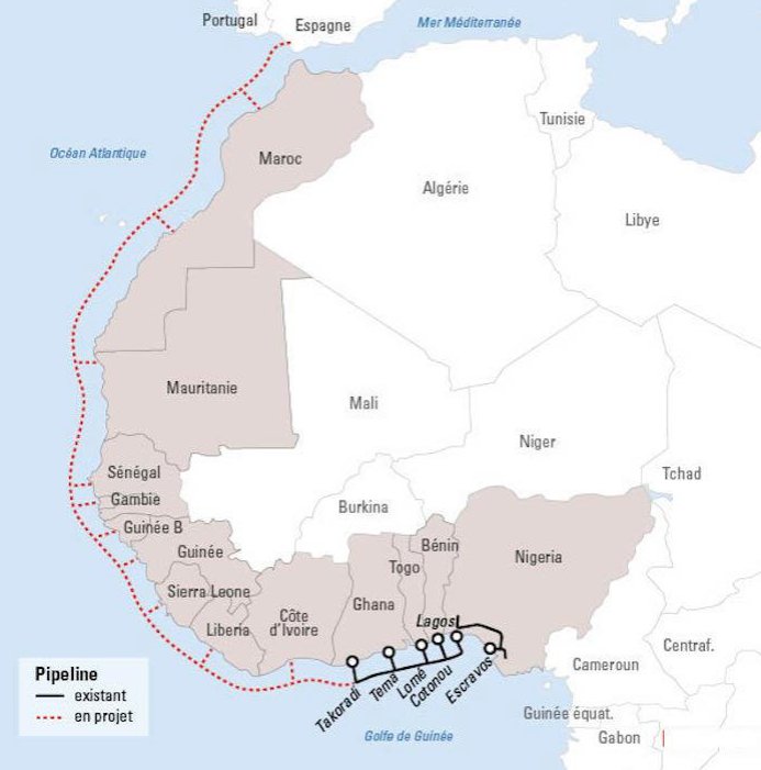 Карта газопровода Nigeria Morocco Gas Pipeline. Фото: WSJ.COM