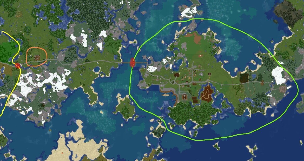 Оранжевым замок авантюристов, зеленым второе королевство