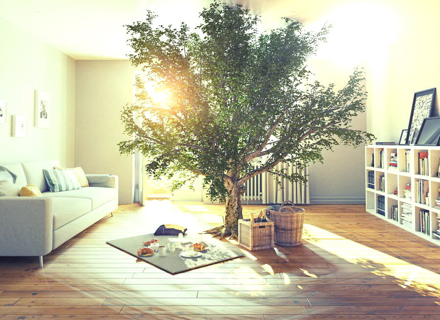 Для дизайна интерьера в эко-стиле не обязательно обшивать дом деревянными панелями. Достаточно просто отказаться от нескольких материалов в оформлении