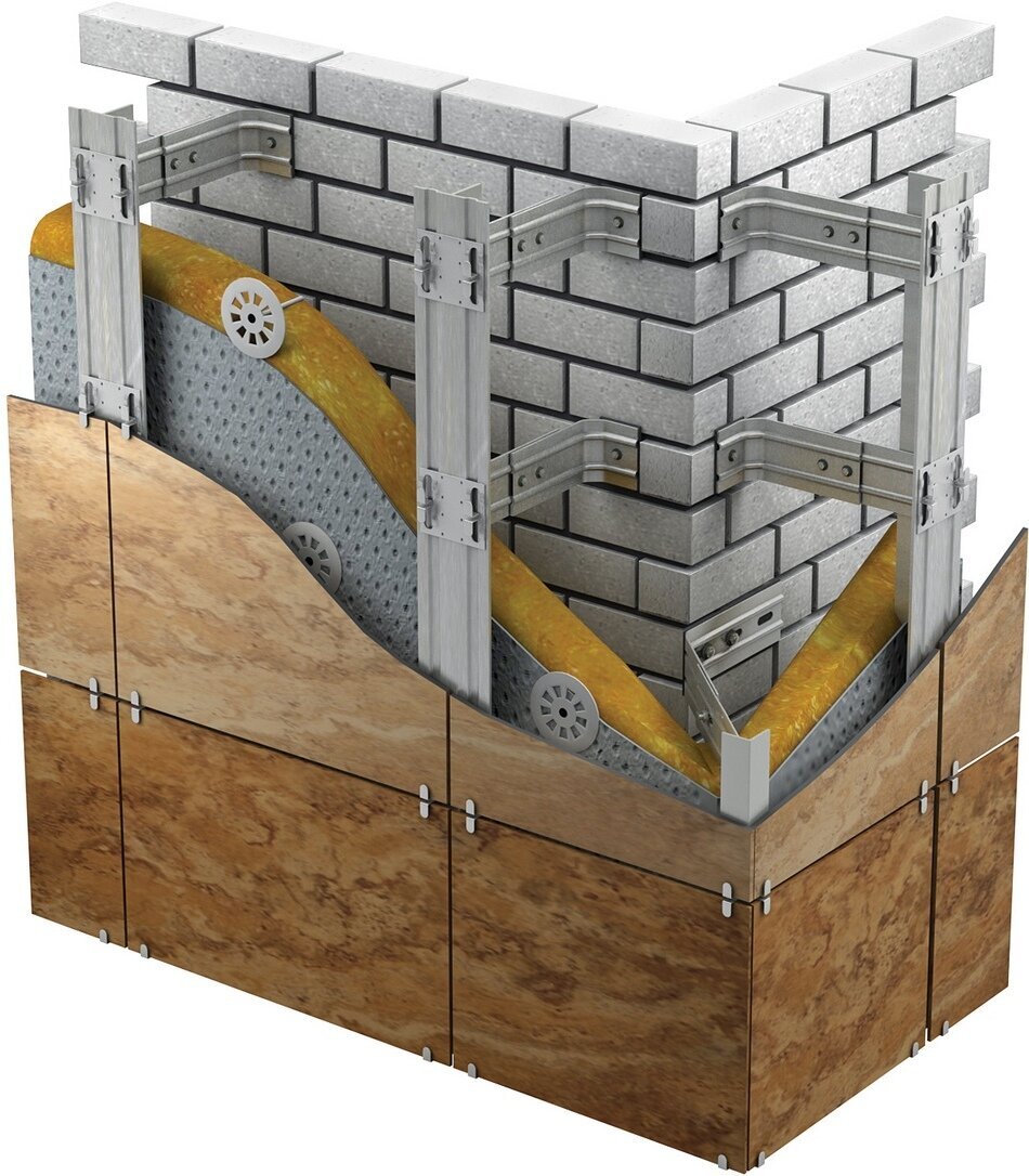 Схема монтажа вентилируемого фасада