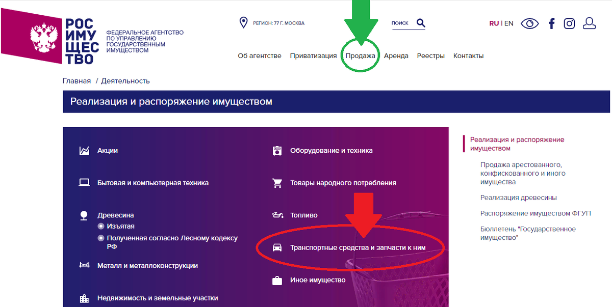 Скриншот с сайта "Росимущество". 