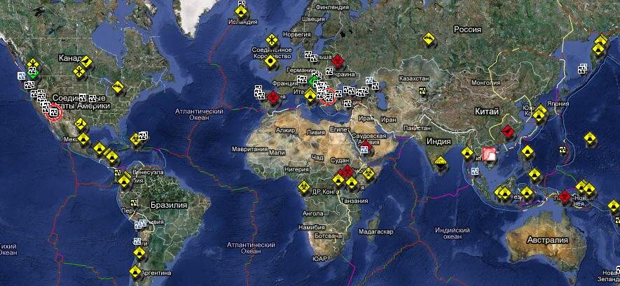 Карта стихийных бедствий в реальном времени