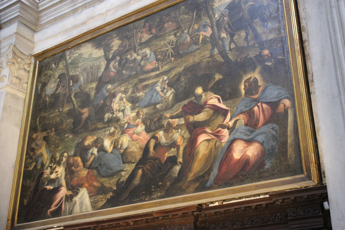Венеция. Церковь Святого Георгия Победоносца (la chiesa San Giorgio Maggiore). Якопо Тинторетто. "Сбор Манны Небесной". 1594 год.