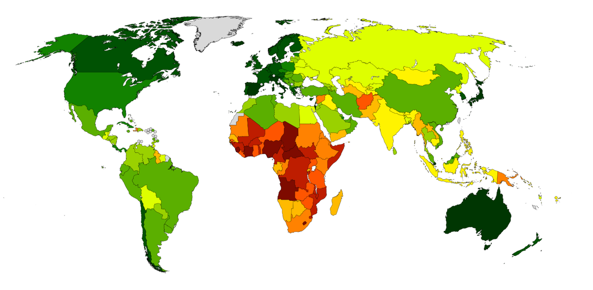 Карта уровня жизни в мире. Карта стран по уровню жизни.