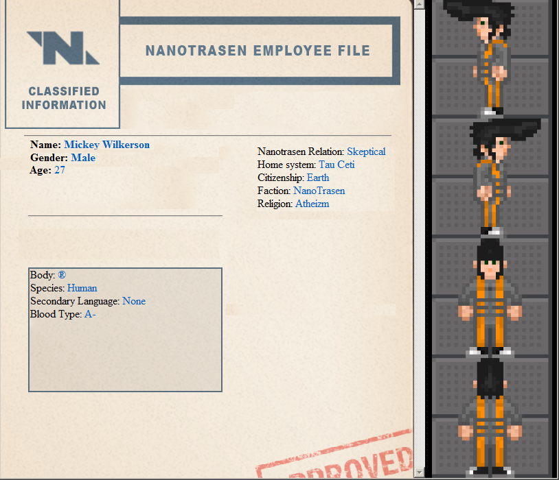 Приложенный файл отдела кадров корпорации "NanoTrasen"