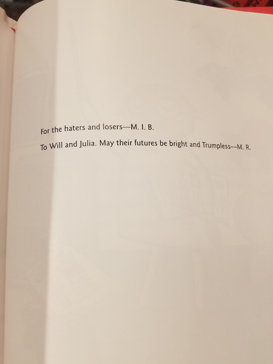 Перевод - "Для Уилла И Джулии. Да будет их будущее без Трампа."