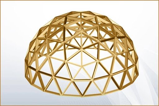 Такими купольные каркасы были изначально (геодезический тип). Требовались дорогие крепежи для деталей конструкции.  Источник: https://kupolnie-doma.ru/zakazat-karkas-komplekt-kupolnogo-doma/karkas-kupolnogo-doma-d5-v4-sfera-1-2