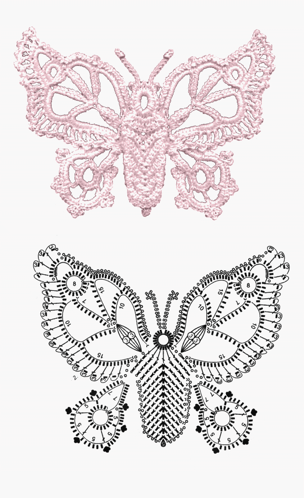 Филейное вязание – Бабочки – схемы № 1