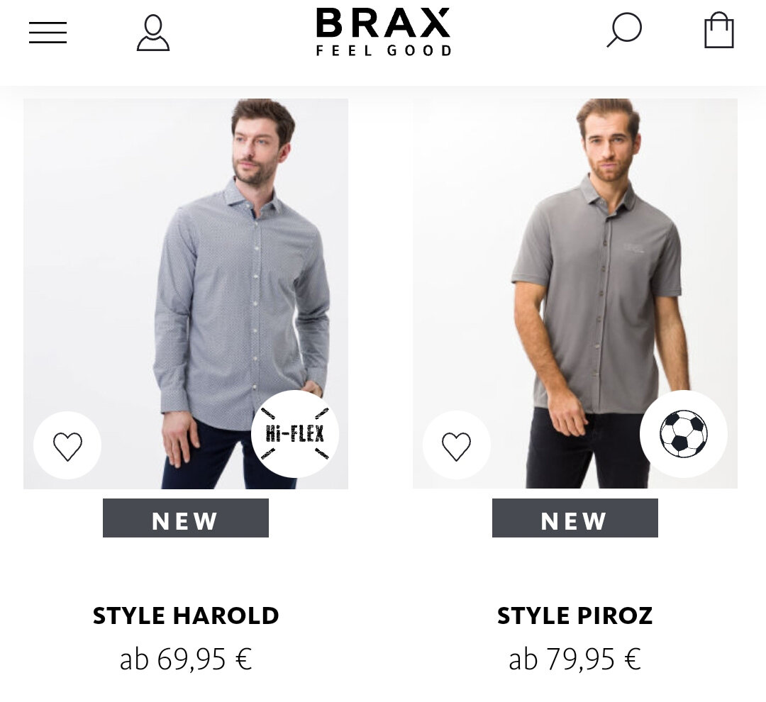 Стоимость рубашек Brax с официального сайта бренда.