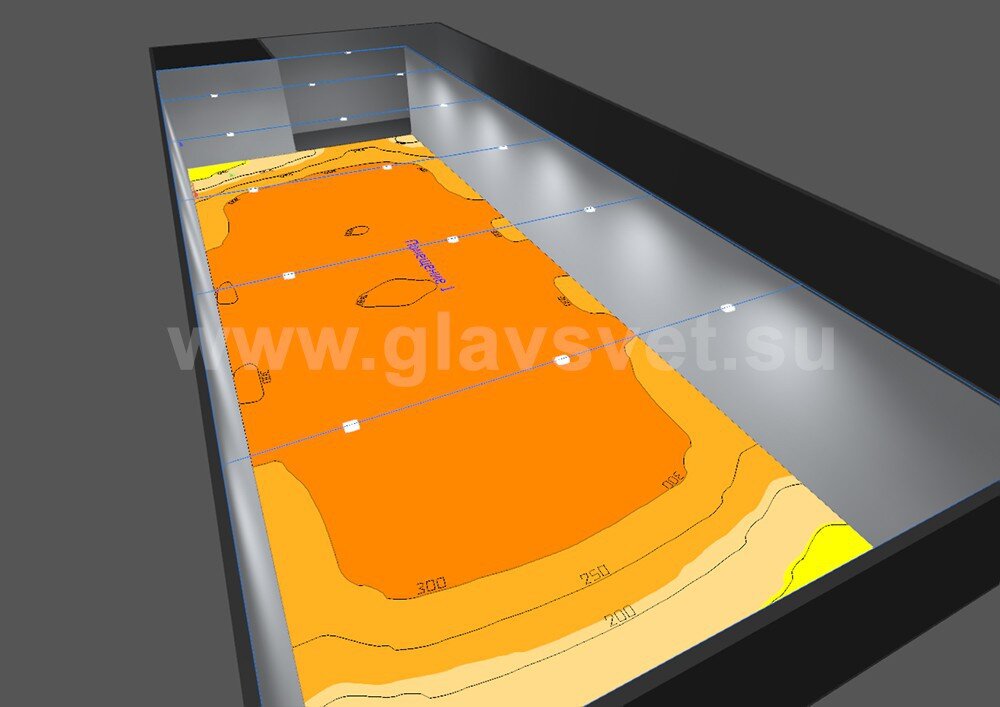 Уровень освещения помещения светильниками TL-PROM APS 95 5K D