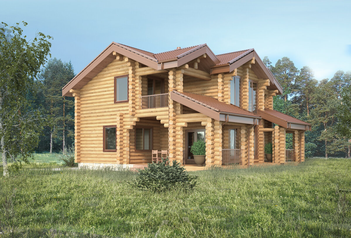 Проект дома из оцилиндрованного бревна S-200 от "Экохоум" 