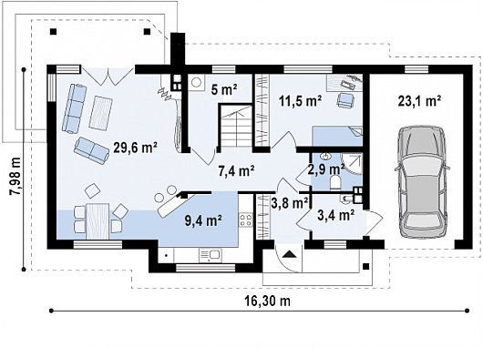 Первый этаж   96,3 м²