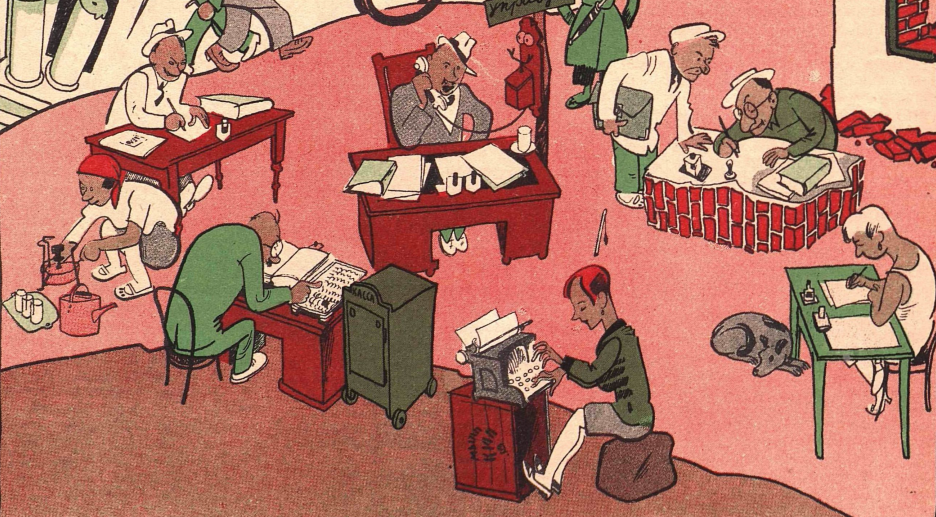 Художник Константин Ротов, "Попали в переделку",  сатирический журнал "Крокодил" 1927  №37