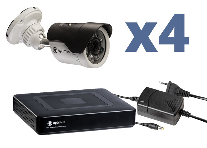 Комплект видеонаблюдения на 4 камеры для улицы