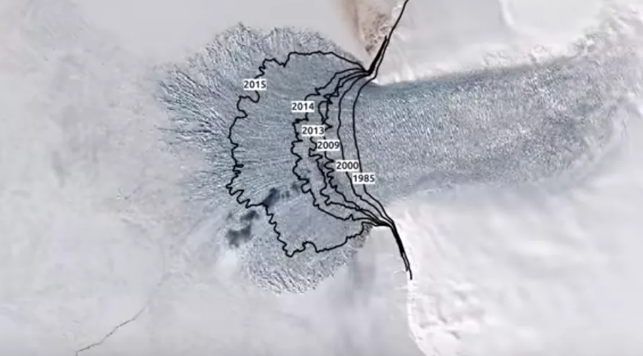 Движение фронта ледника Вавилова, архипелаг Северная Земля