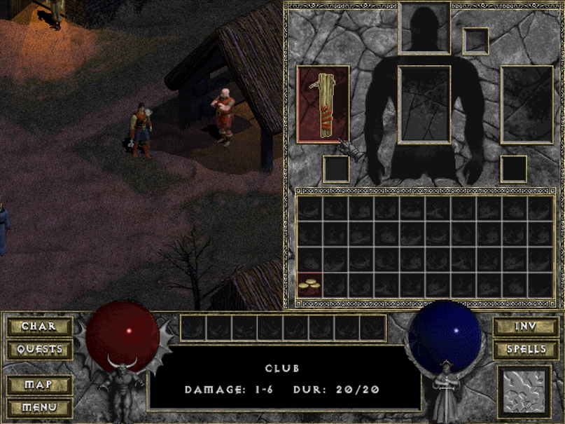 Первые кадры, которыми Diablo встречает игрока. Кстати, систему инвентаря Blizzard тоже позаимствовали у X-COM: UFO Defence.